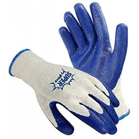 Blue Grey Rubber and Cotton gloves 12 pairs Large 551462