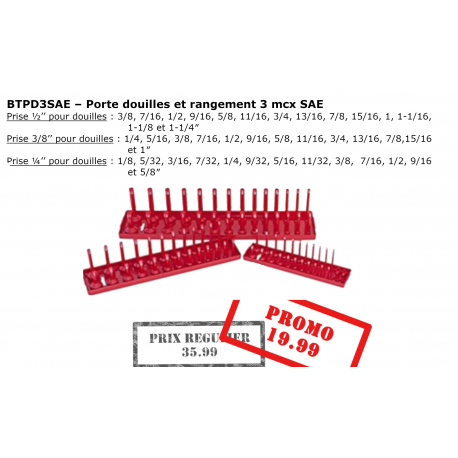 3 piece SAE socket holder set (PDBT3SAE)