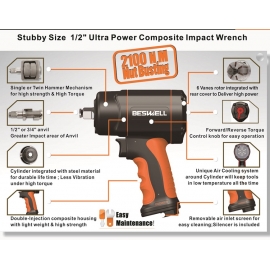 Stubby size 1/2'' air impact wrench (BT112F)