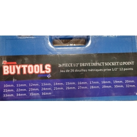 Jeu de douilles longues impacts, prise 1/2'' 26mcx (BT26-12)